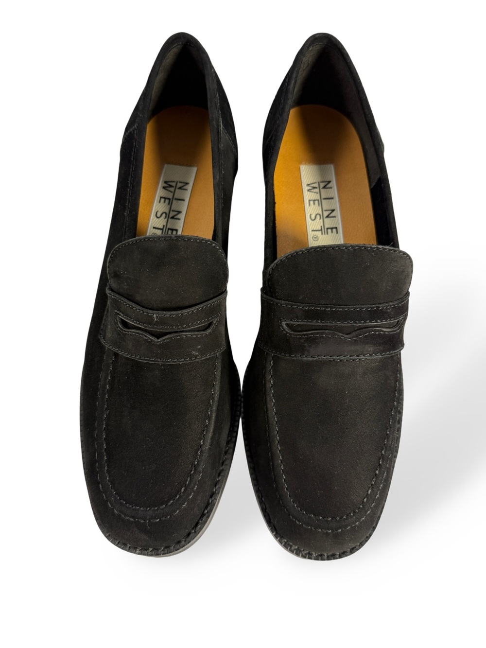 Nine West Black Suede Penny Loafers